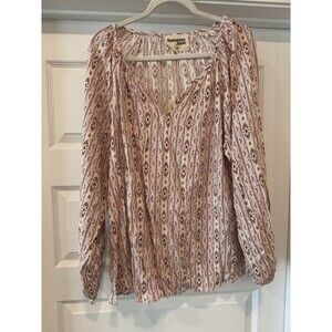 Savanna Jane Women's Med Long Sleeve Gold Blouse Aztec Boho Geometric Western 2X